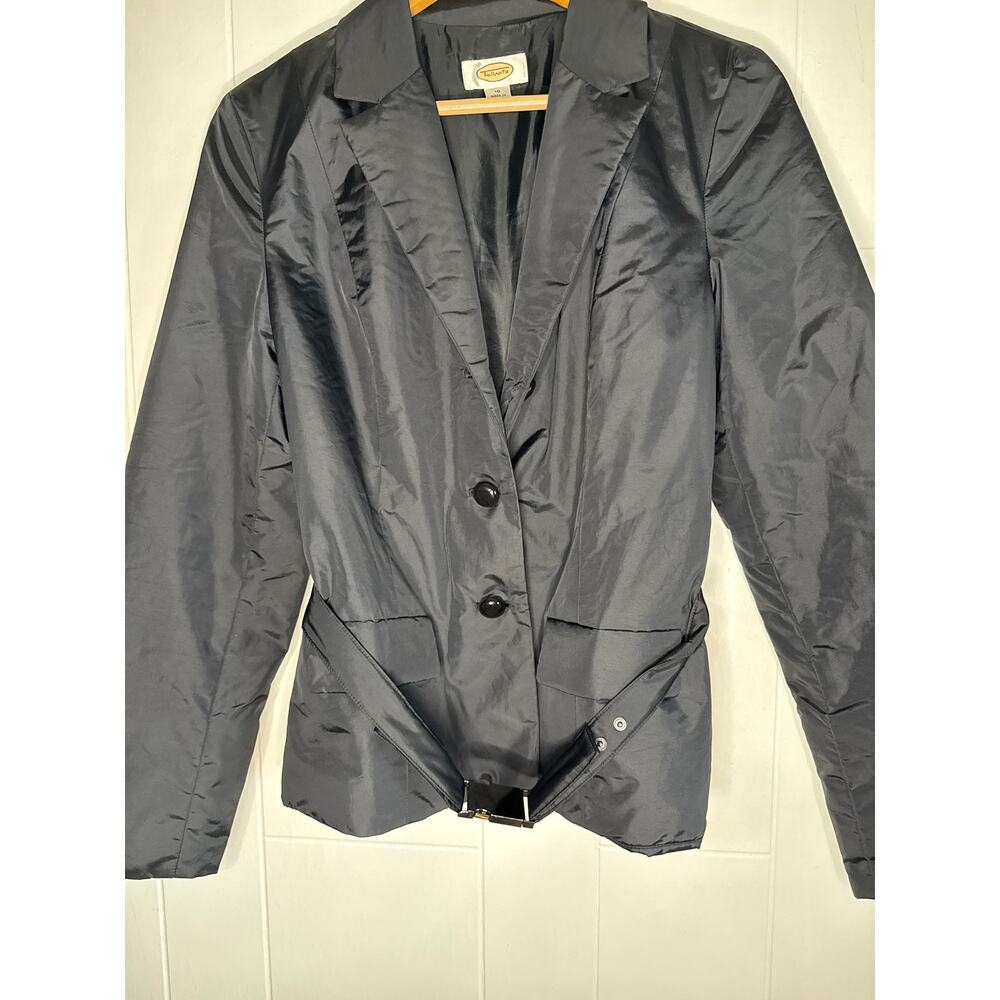 Talbots nylon black blazer with adjustable belt size 10
